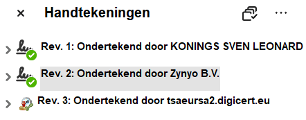 Handtekeningenvenster met een gekwalificeerde digitale ondertekening